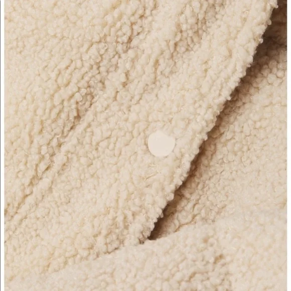 Good American Womens Essentials Sherpa Cocoon Hooded Puffer Coat Size 4 Cream XL